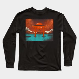 Japanese Sunset in pacific ocean landscape Long Sleeve T-Shirt